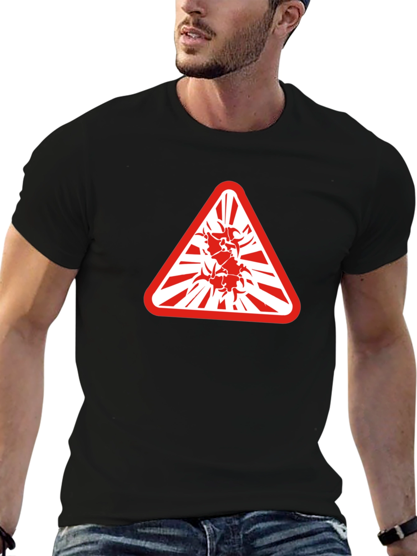 Hazard Symbol Graphic Tee - Edgy & Bold Style