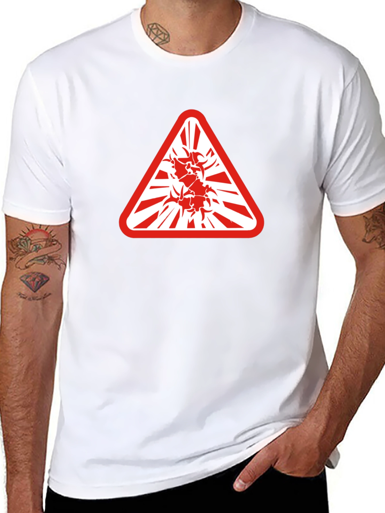 Hazard Symbol Graphic Tee - Edgy & Bold Style