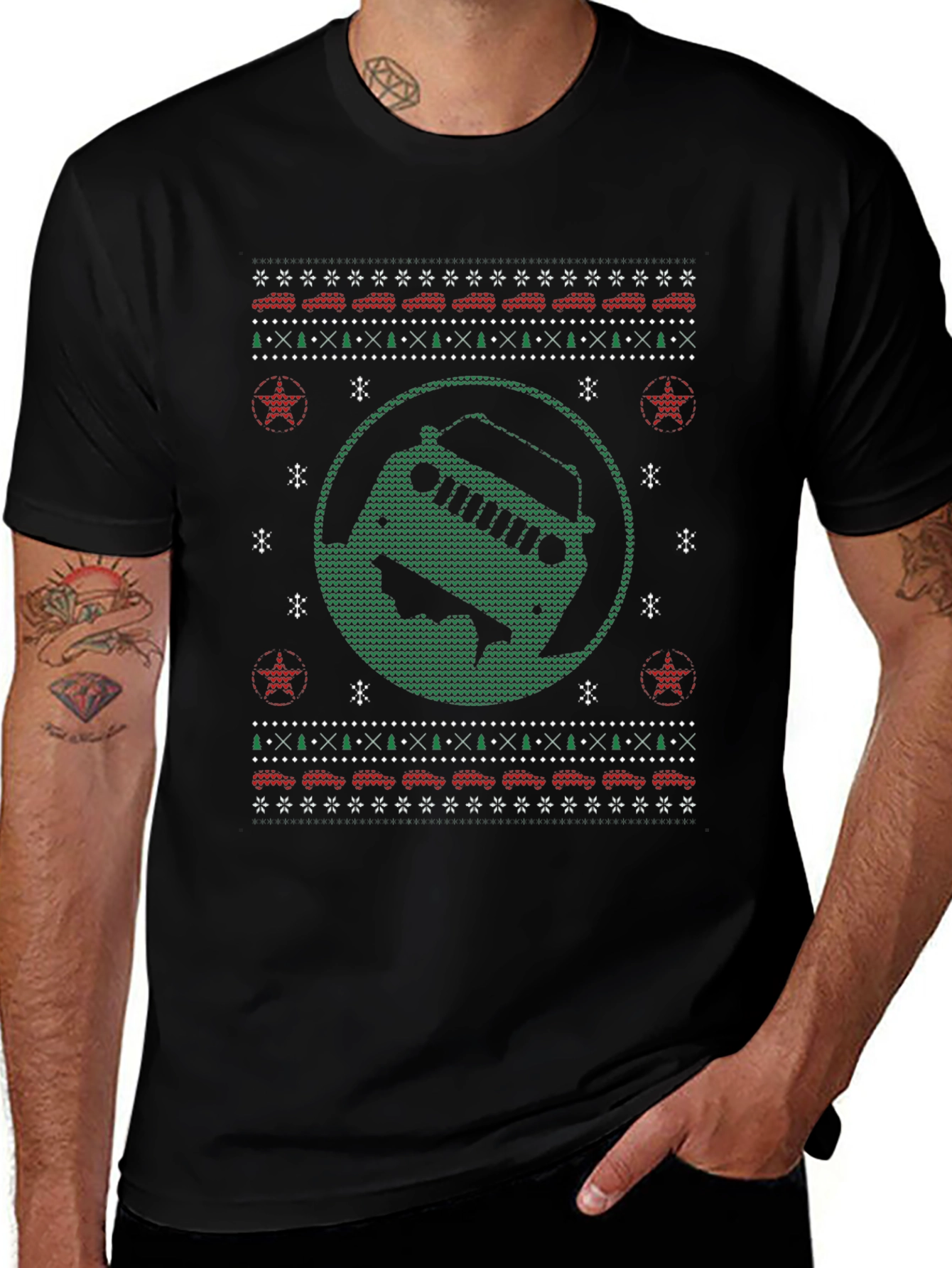 Festive Jeep Ugly Christmas Sweater T-Shirt