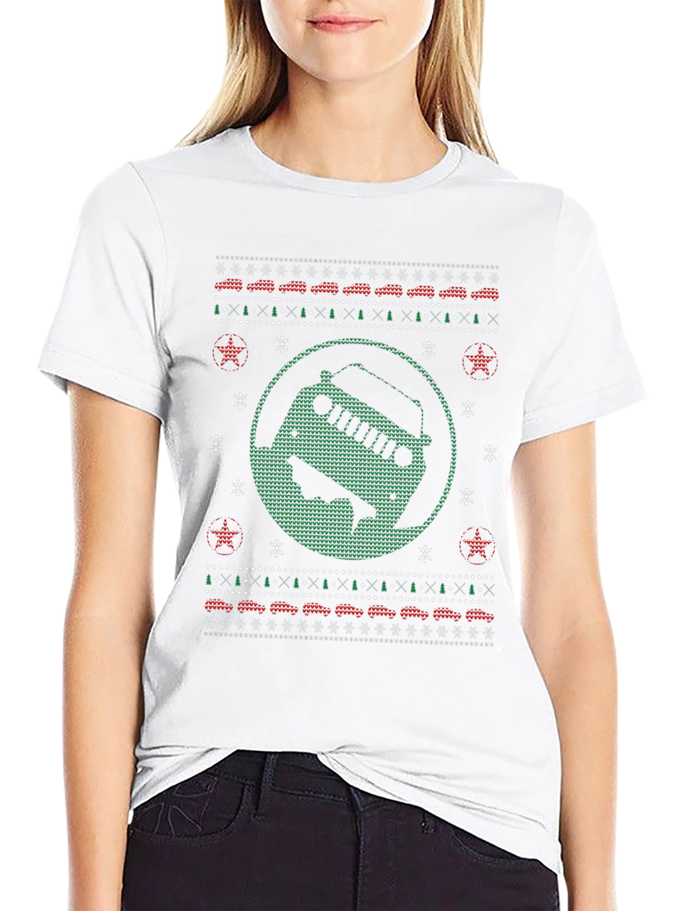Festive Jeep Ugly Christmas Sweater T-Shirt