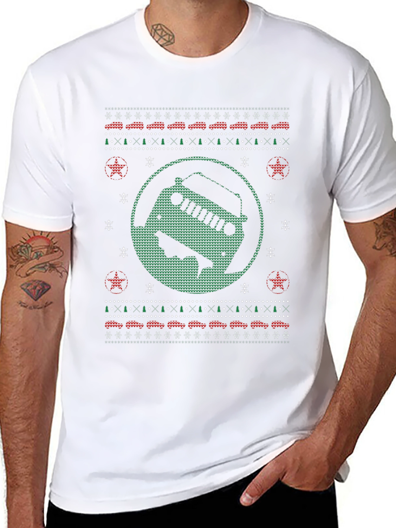 Festive Jeep Ugly Christmas Sweater T-Shirt