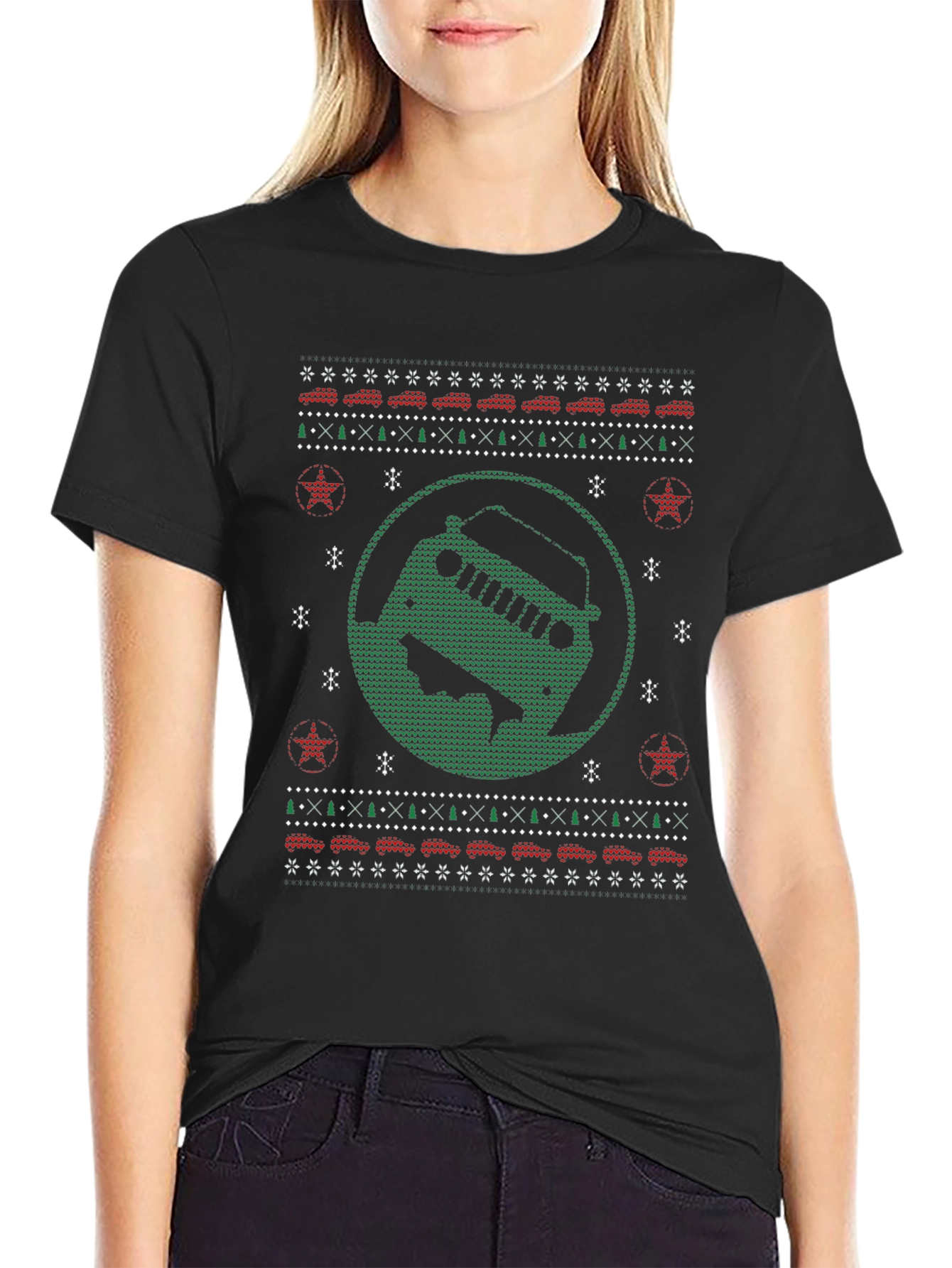 Festive Jeep Ugly Christmas Sweater T-Shirt