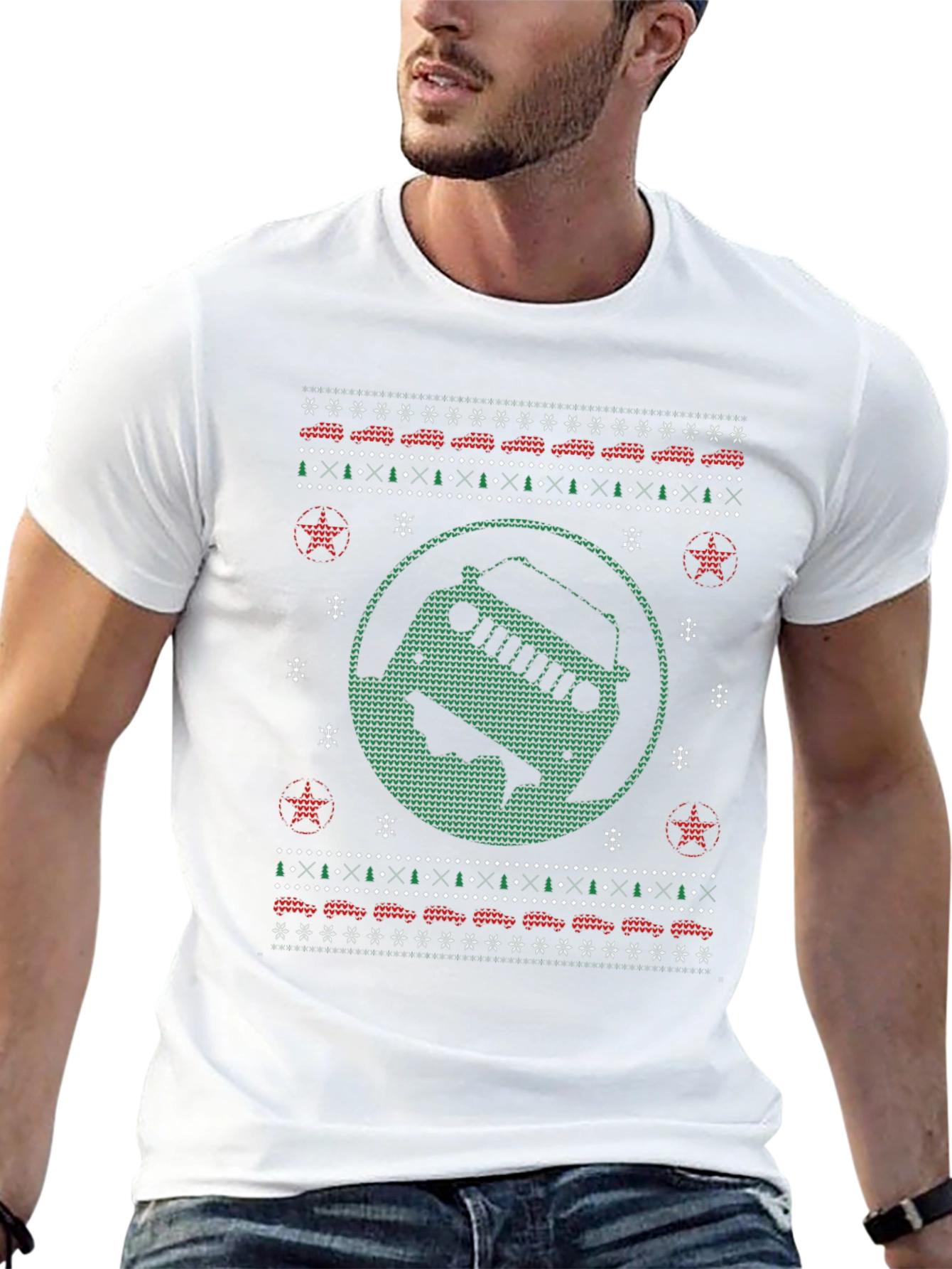 Festive Jeep Ugly Christmas Sweater T-Shirt