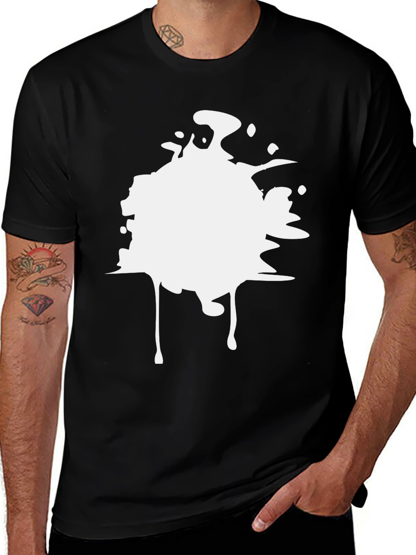 Abstract Splatter Graphic T-Shirt - Mens Black Tee