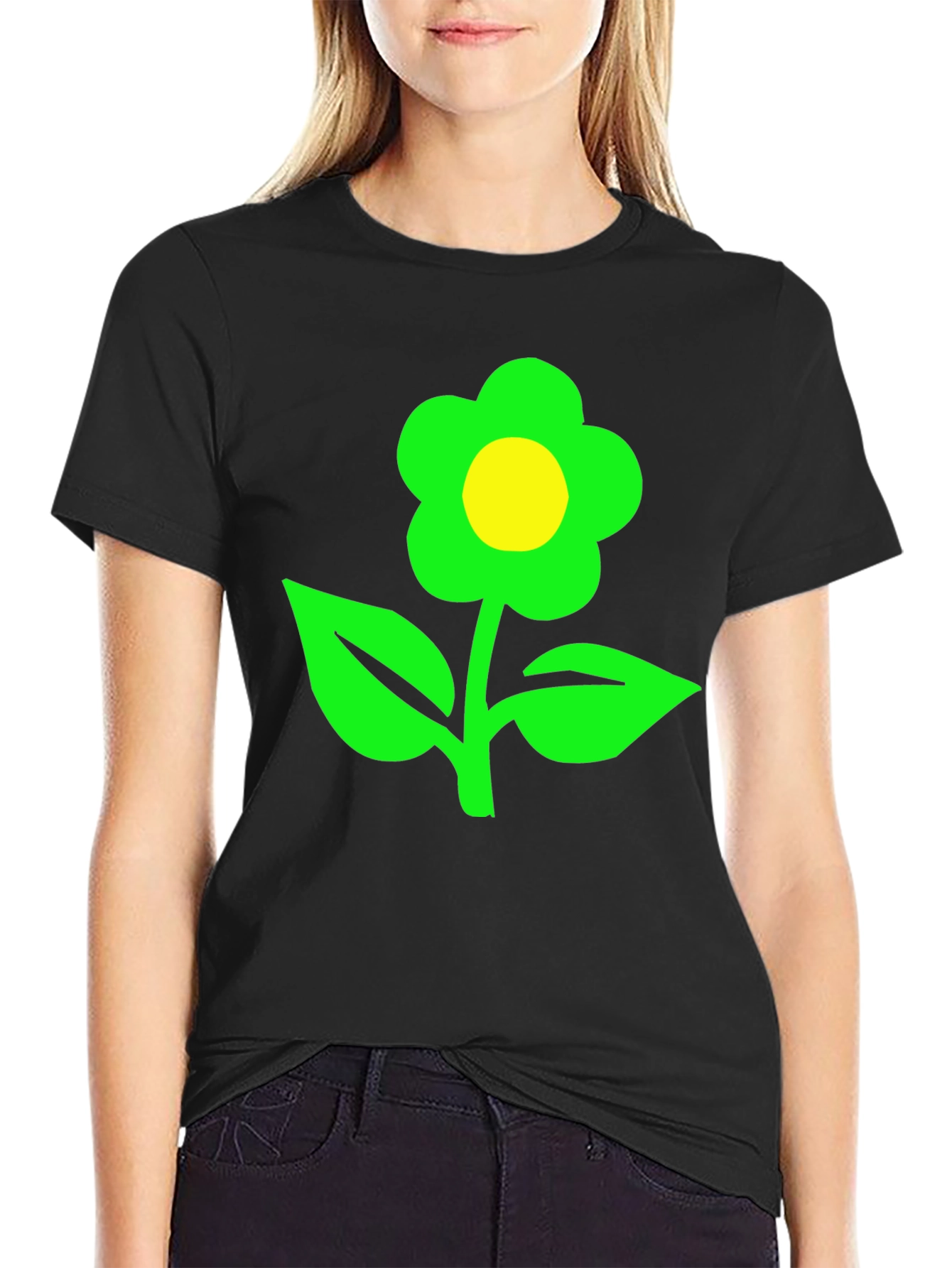 Green Flower Graphic T-Shirt