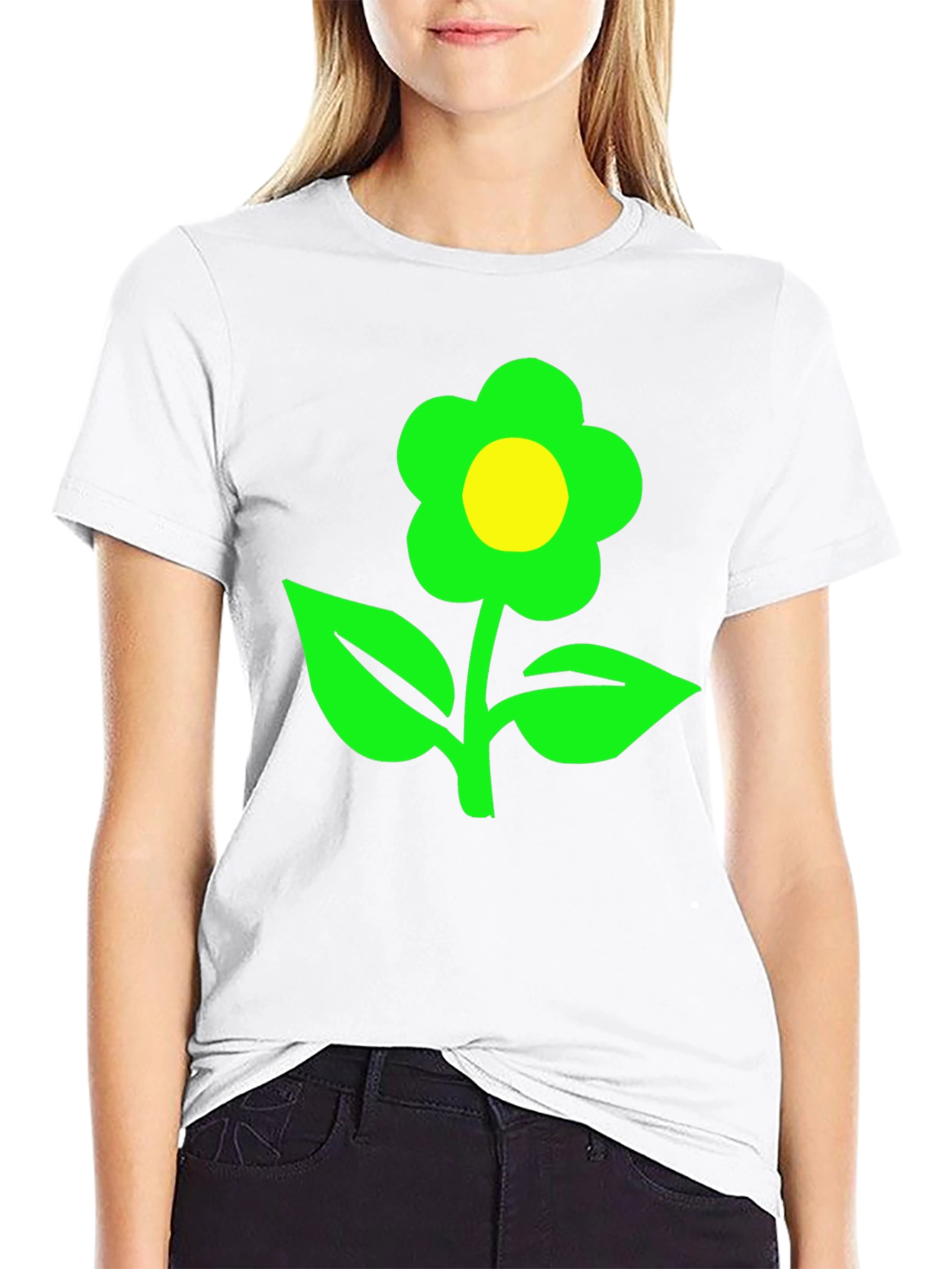 Green Flower Graphic T-Shirt