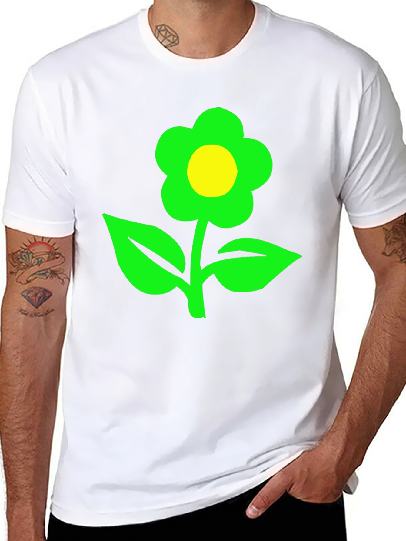 Green Flower Graphic T-Shirt