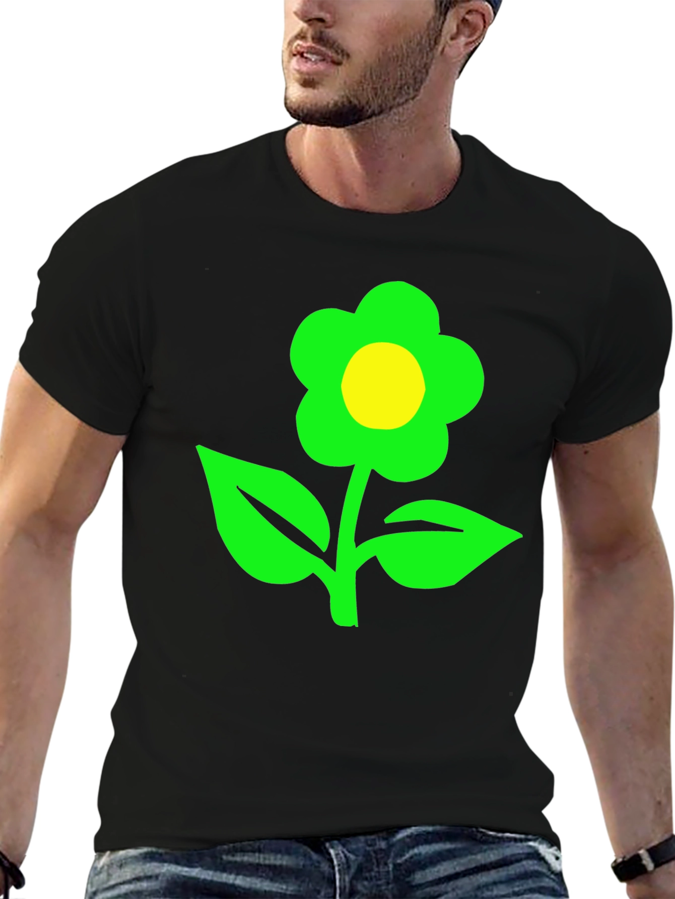Green Flower Graphic T-Shirt