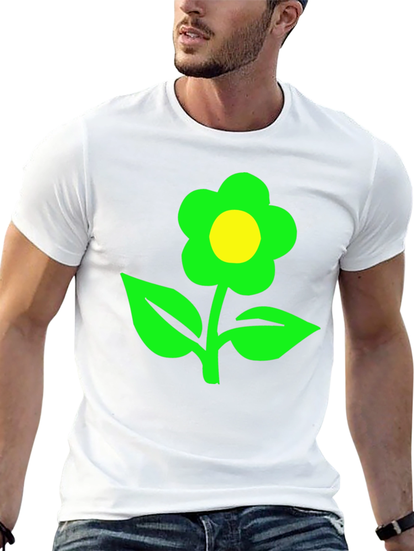 Green Flower Graphic T-Shirt