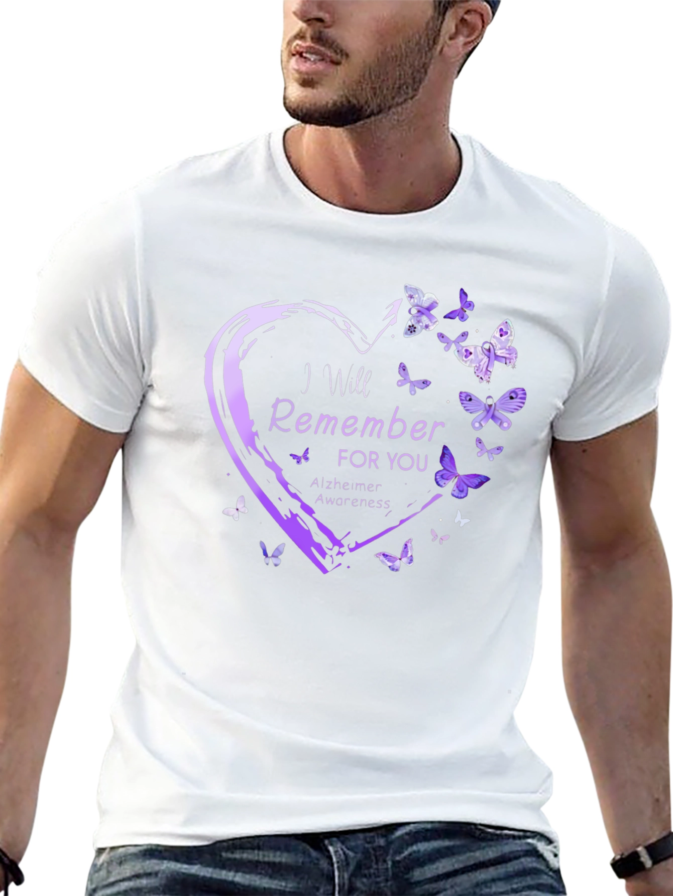 Alzheimers Awareness T-Shirt Butterfly Heart