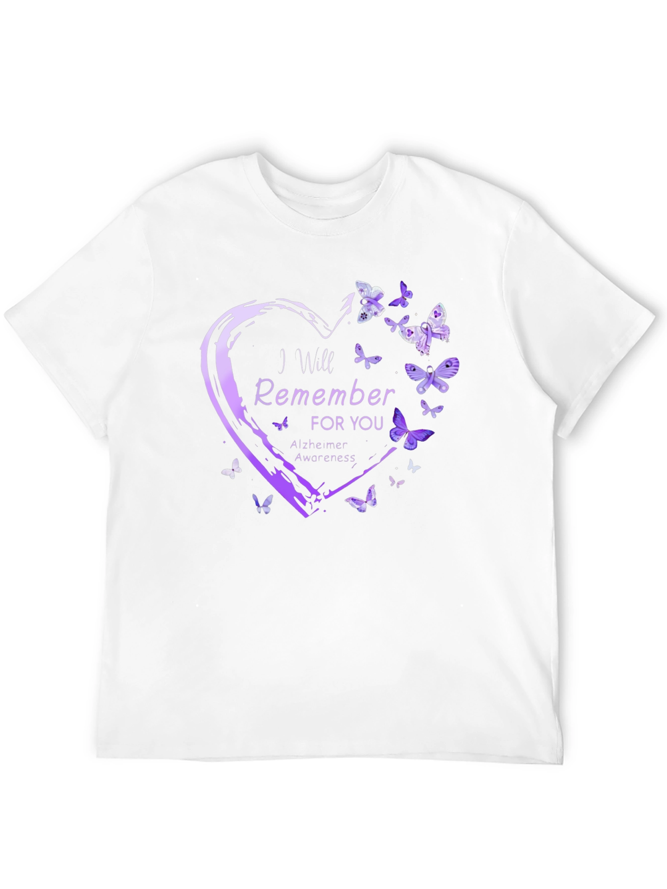 Alzheimers Awareness T-Shirt Butterfly Heart