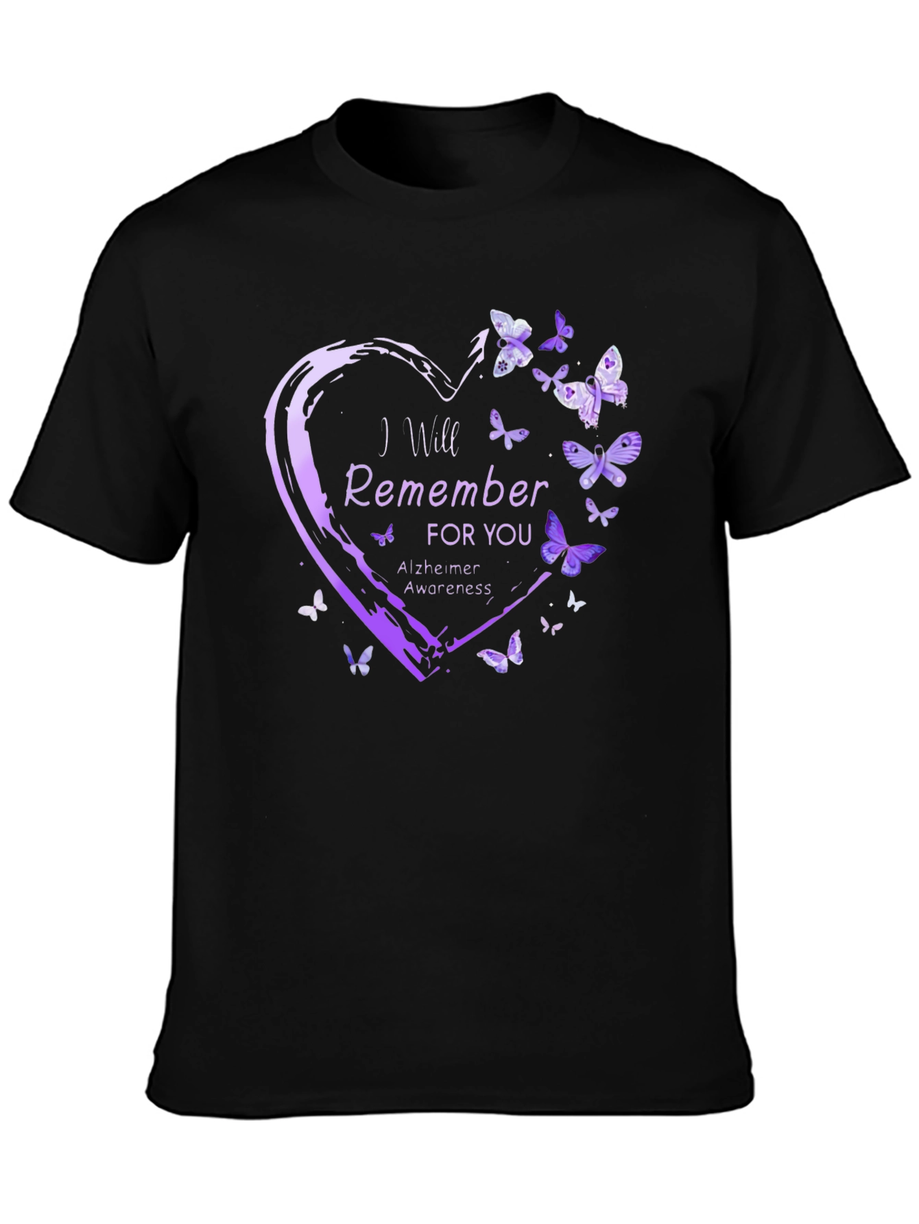 Alzheimers Awareness T-Shirt Butterfly Heart