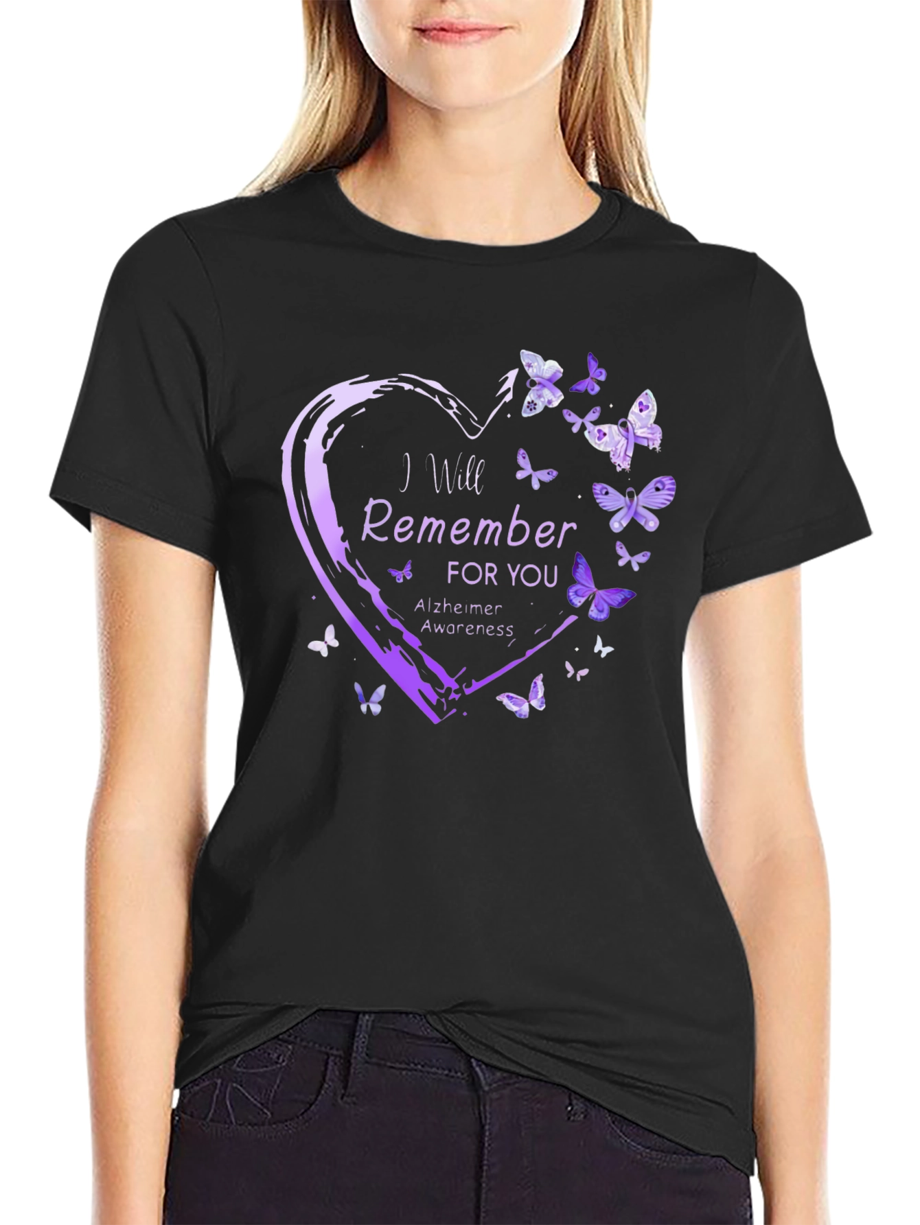 Alzheimers Awareness T-Shirt Butterfly Heart