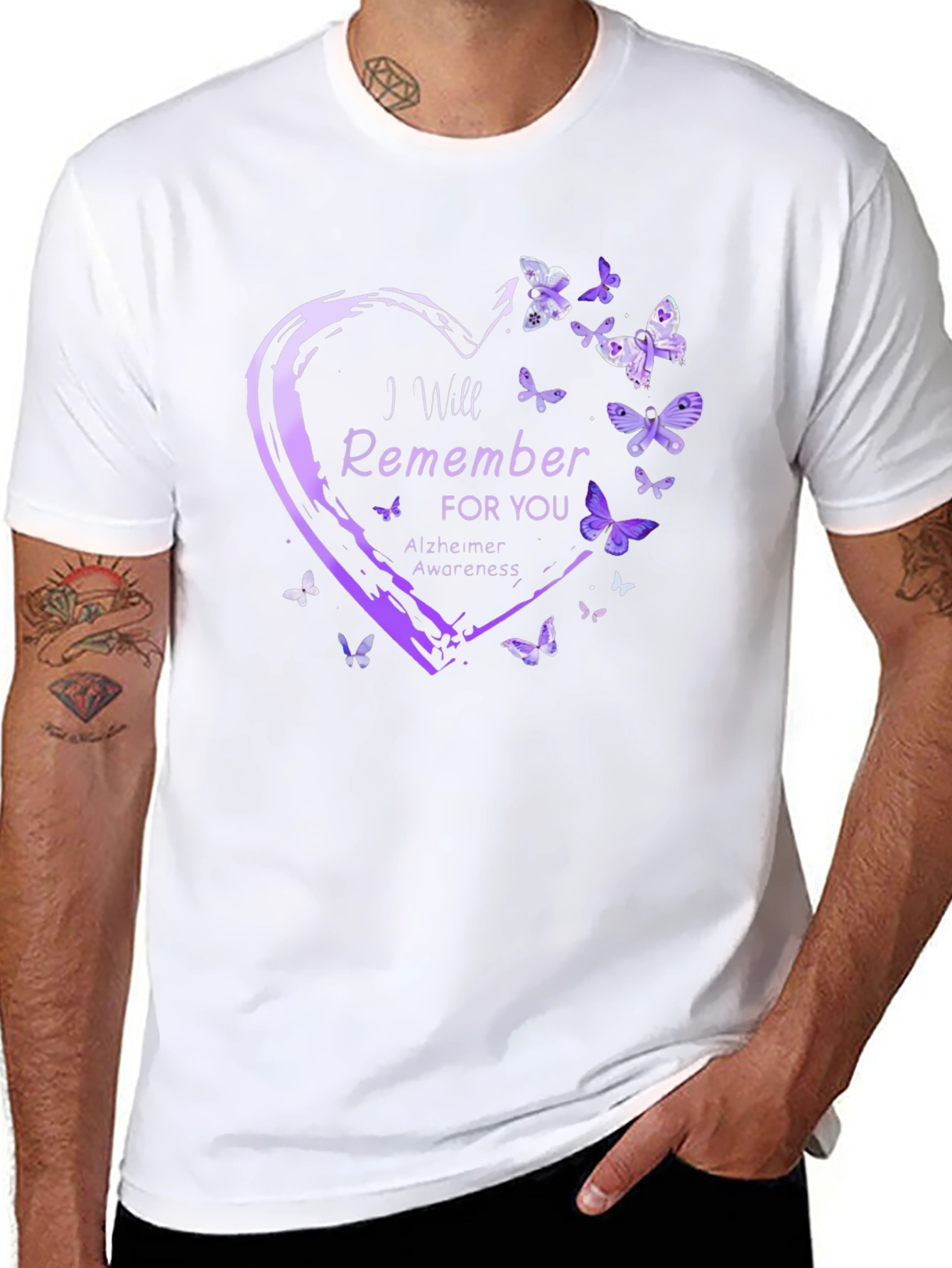 Alzheimers Awareness T-Shirt Butterfly Heart