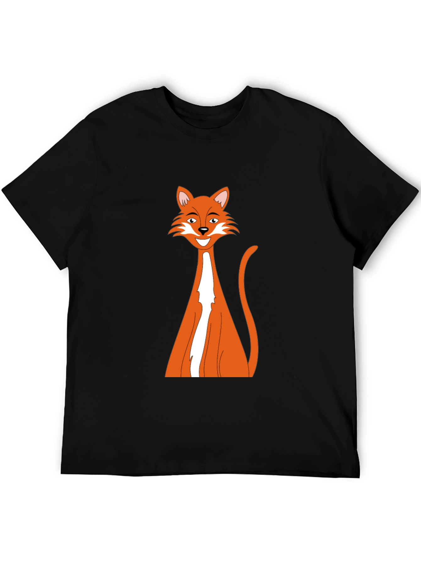 Black T-Shirt with Cartoon Fox Design