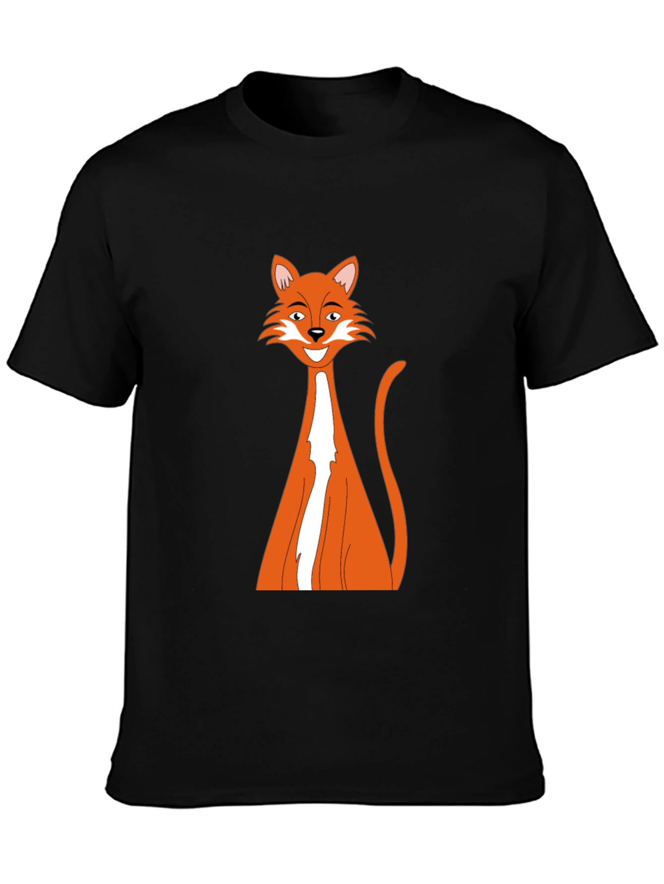 Black T-Shirt with Cartoon Fox Design