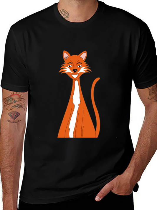 Black T-Shirt with Cartoon Fox Design