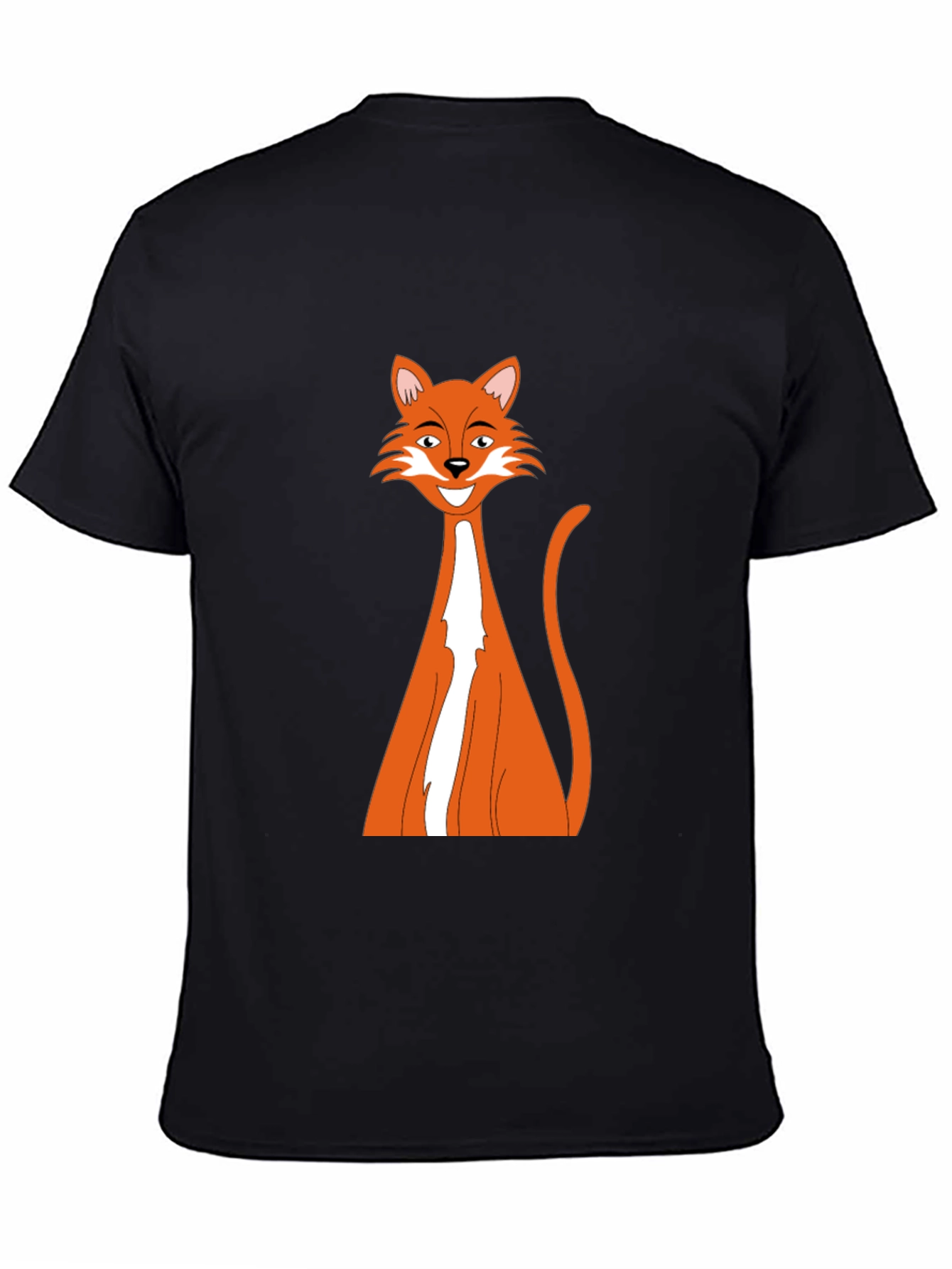 Black T-Shirt with Cartoon Fox Design