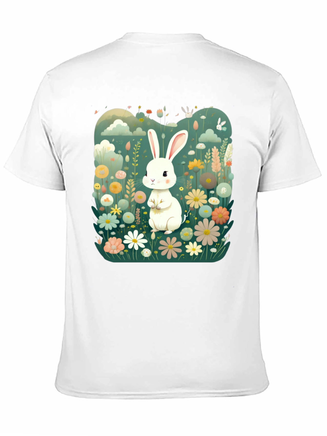Cute Bunny in Flower Field Graphic Tee