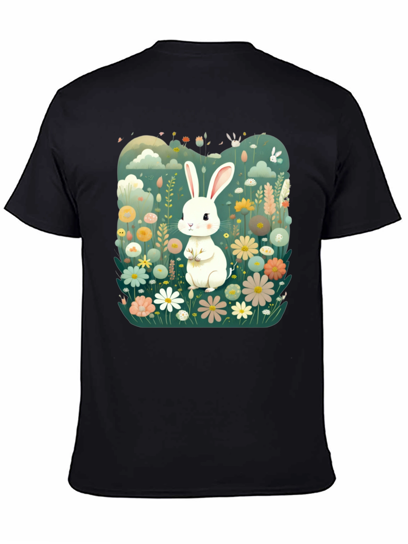 Cute Bunny in Flower Field Graphic Tee