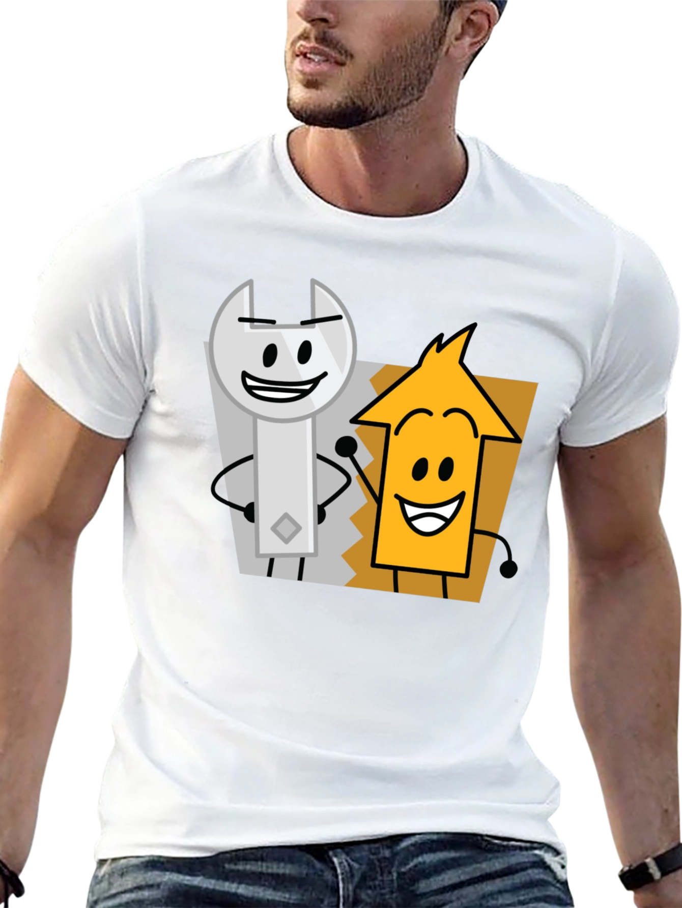 Cartoon Character Graphic Tee - Black Cotton Casual