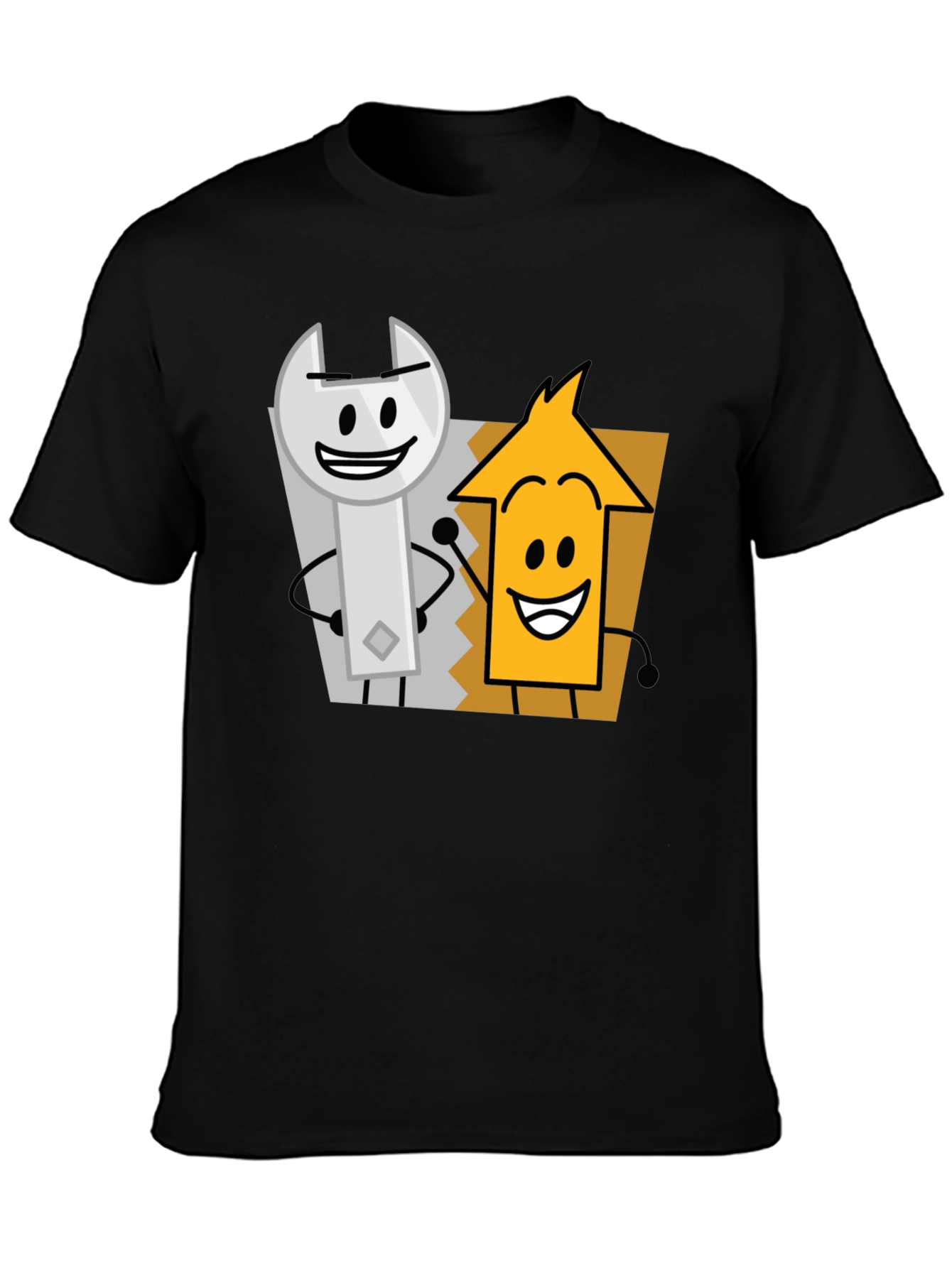 Cartoon Character Graphic Tee - Black Cotton Casual