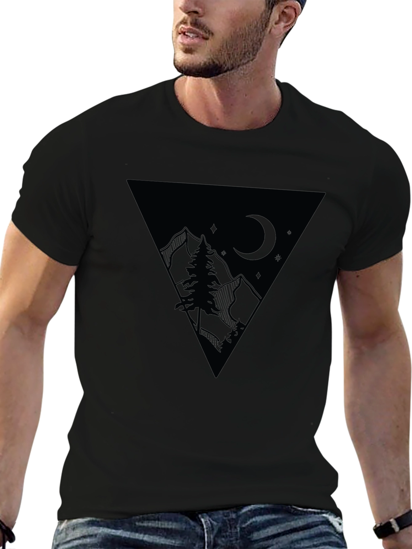 Mens Black Mountain Night T-Shirt