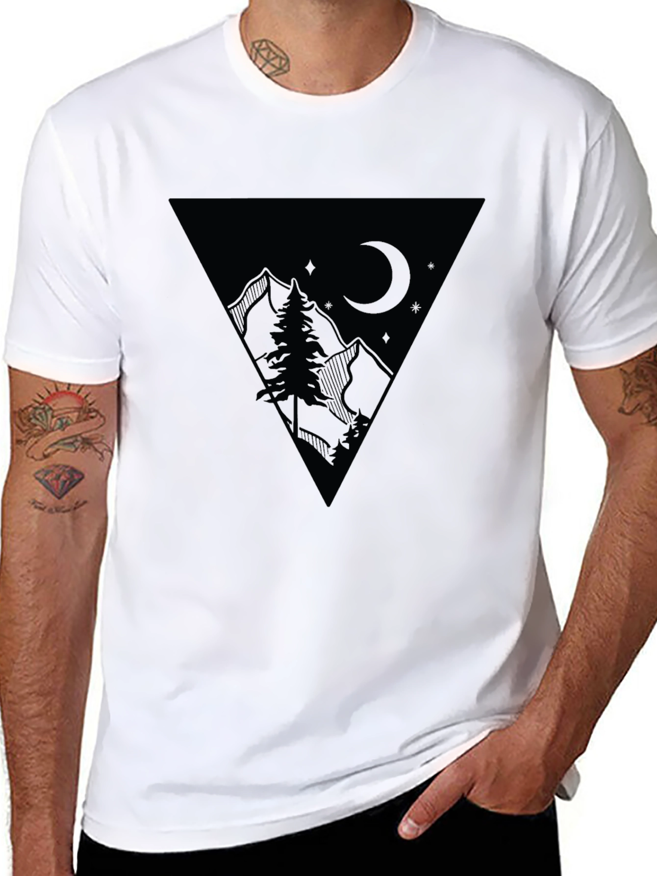Mens Black Mountain Night T-Shirt