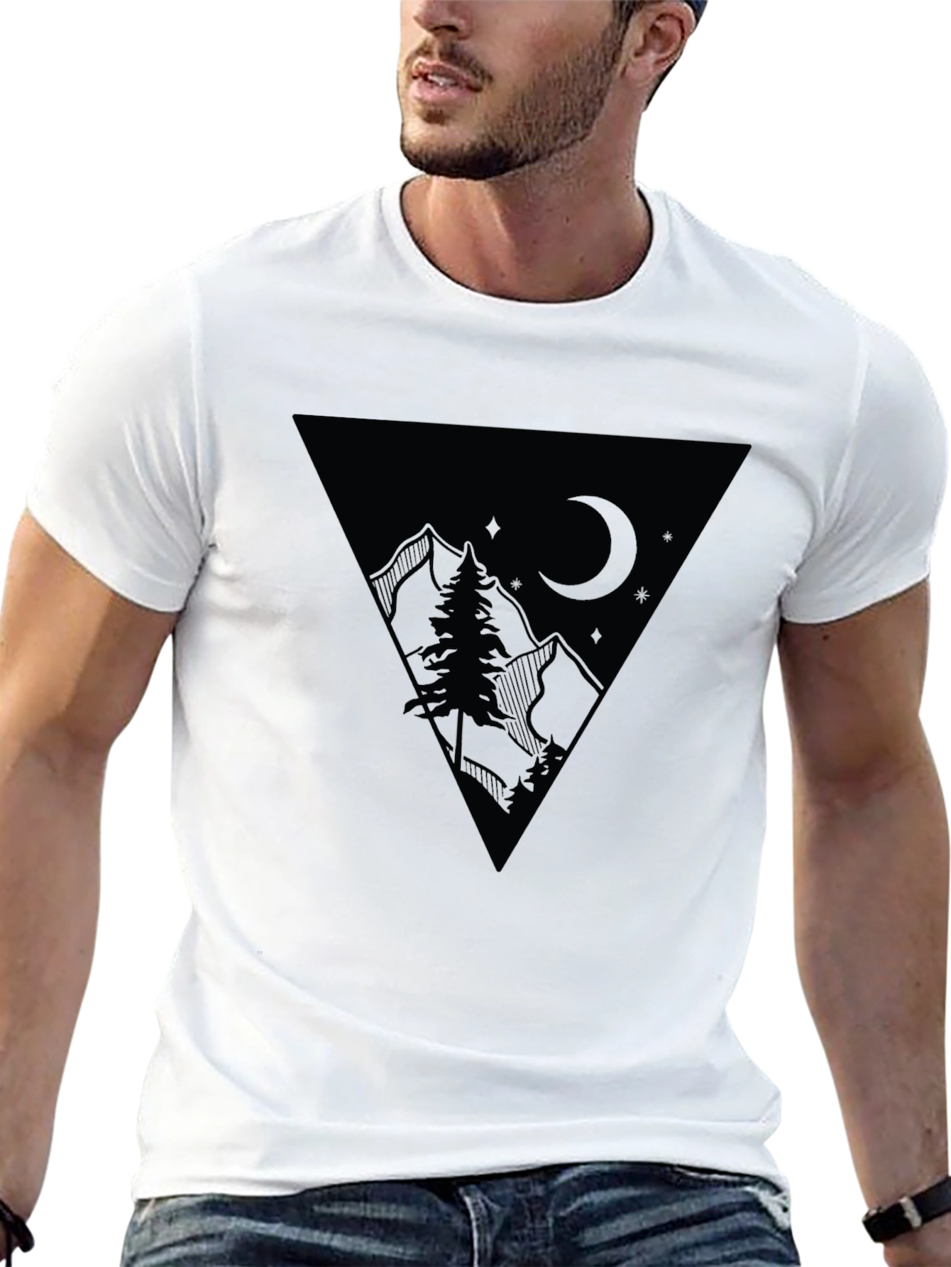Mens Black Mountain Night T-Shirt