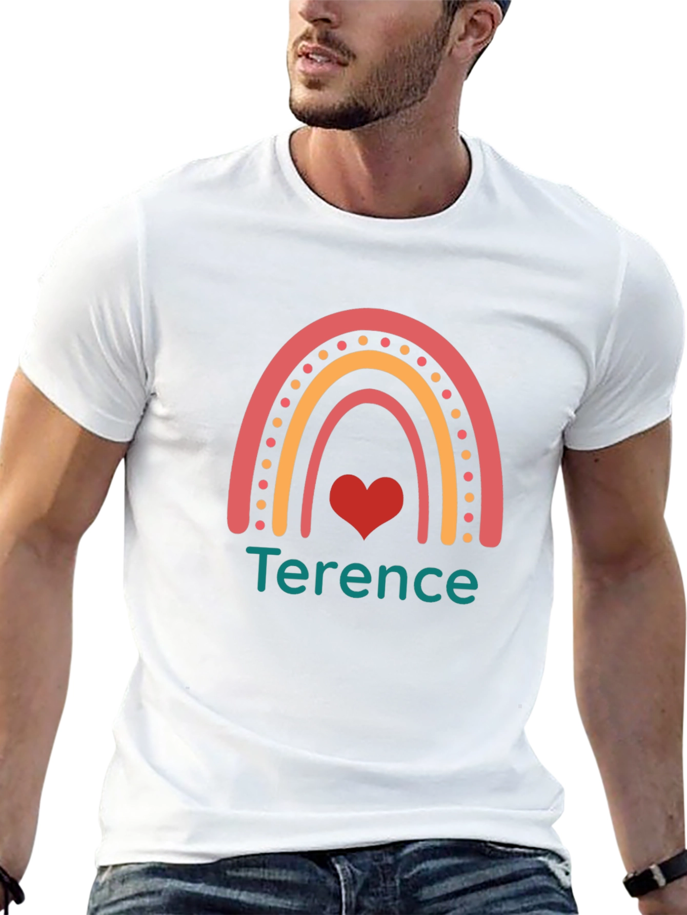 Rainbow Heart Custom Name T-Shirt