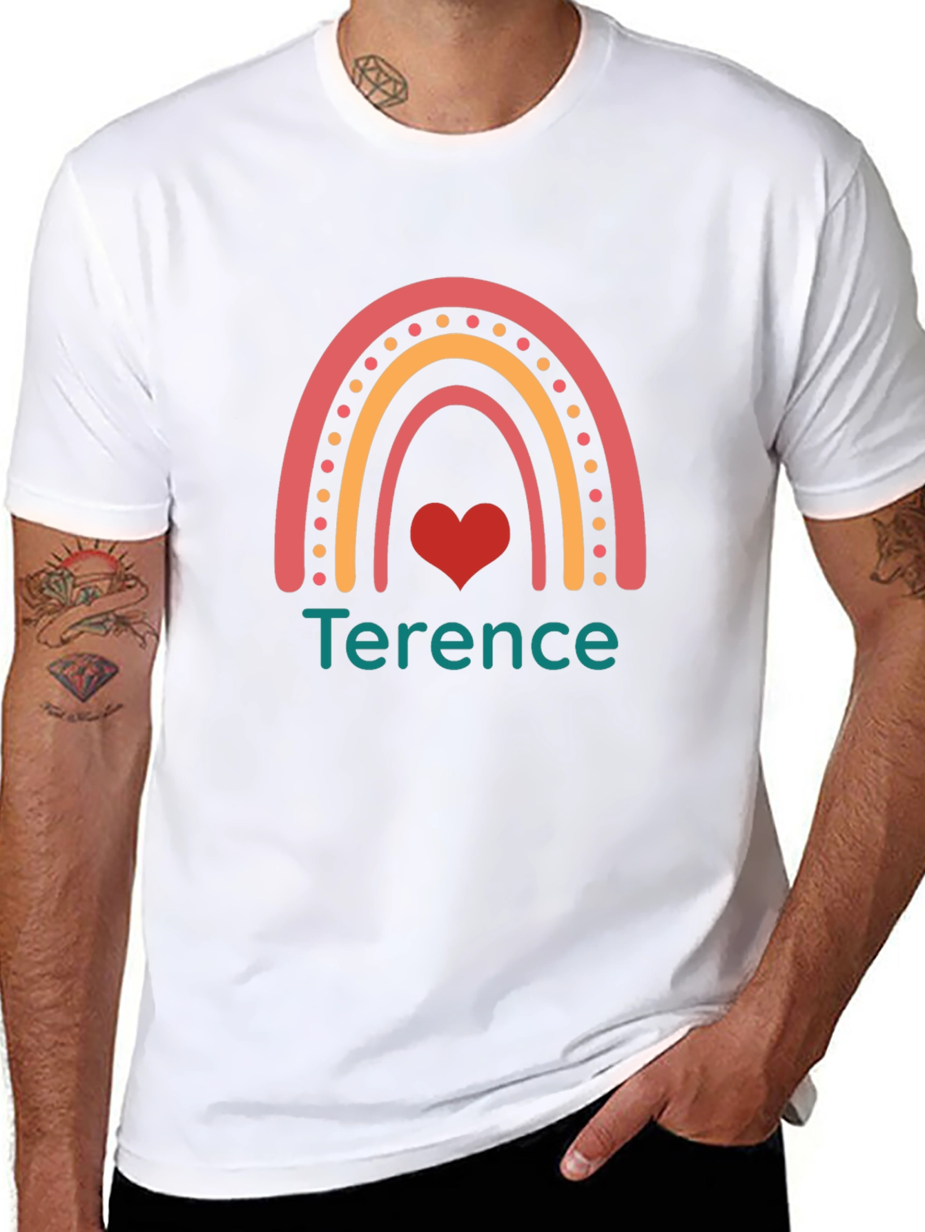 Rainbow Heart Custom Name T-Shirt