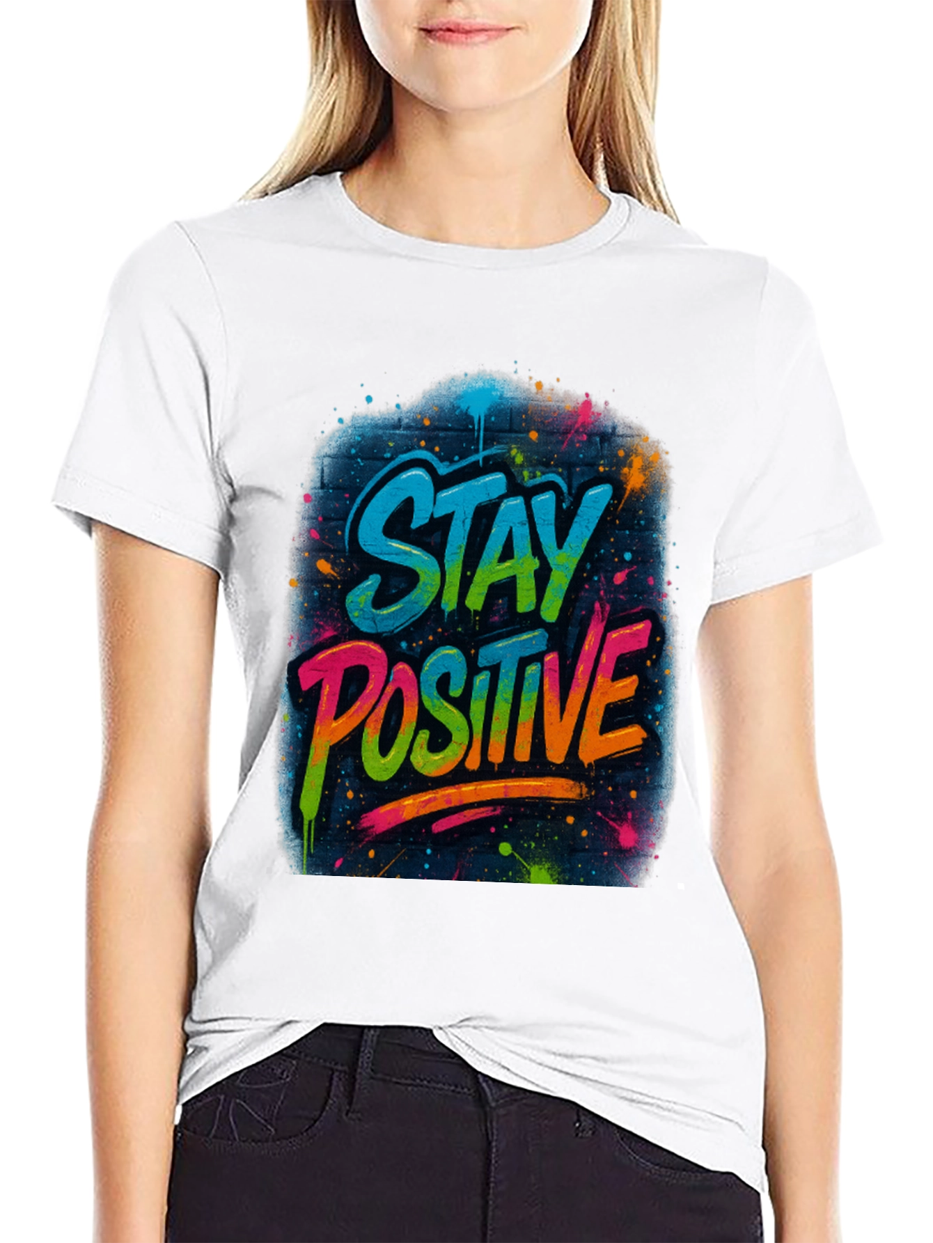 Stay Positive Graphic Tee - Black
