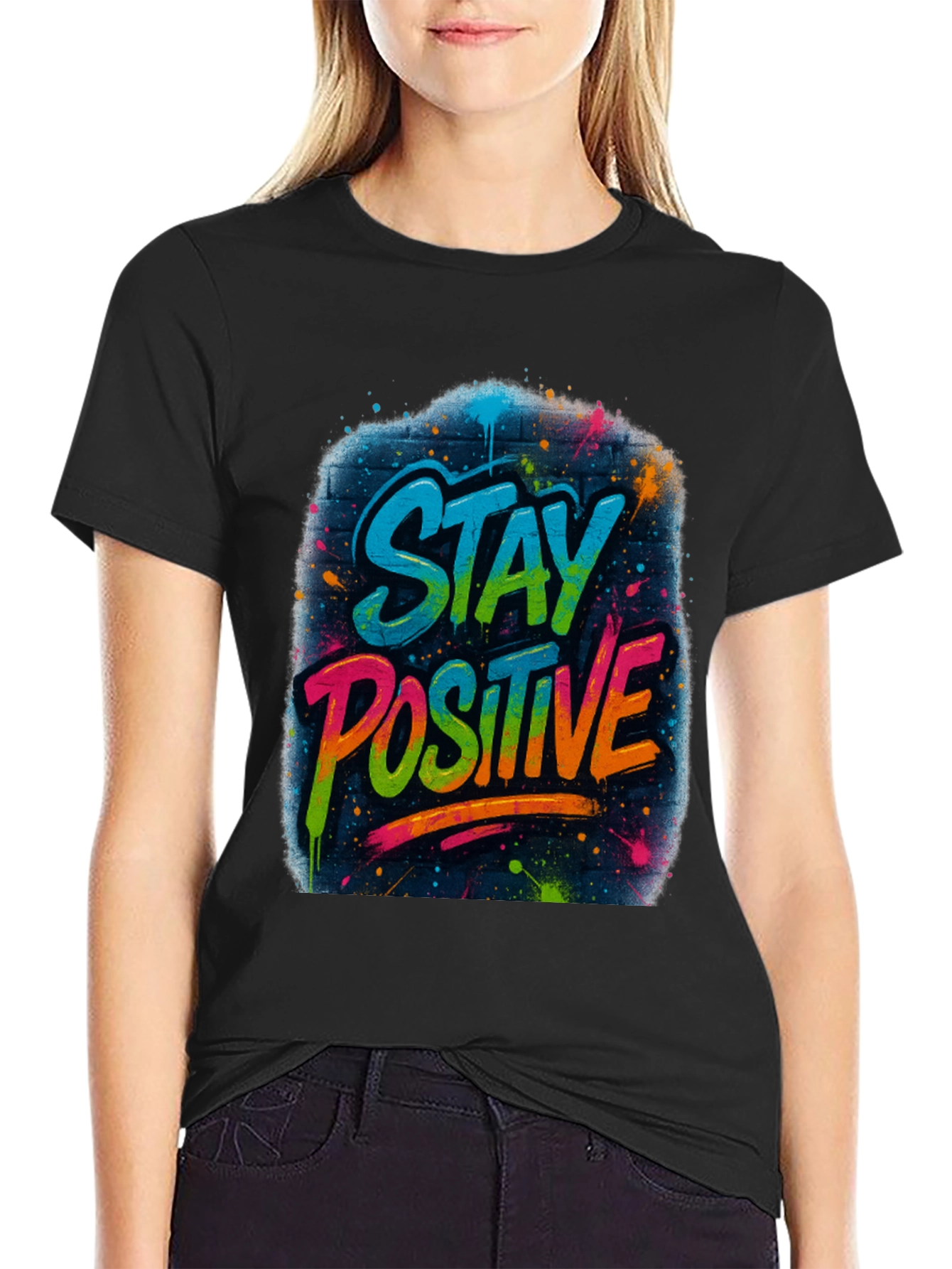 Stay Positive Graphic Tee - Black