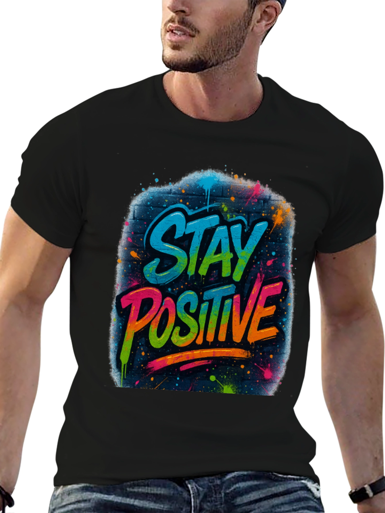 Stay Positive Graphic Tee - Black