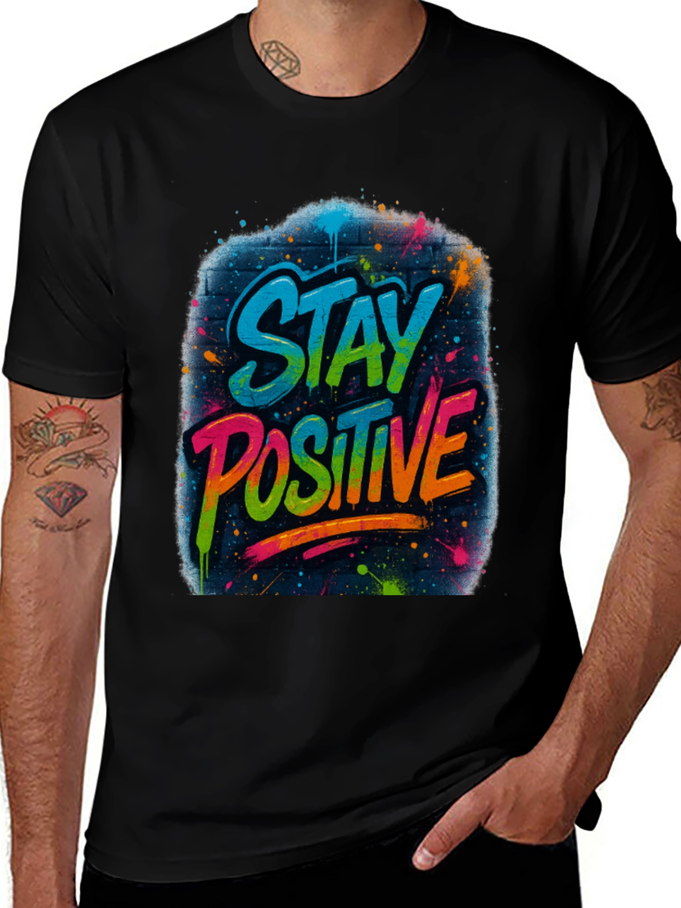 Stay Positive Graphic Tee - Black