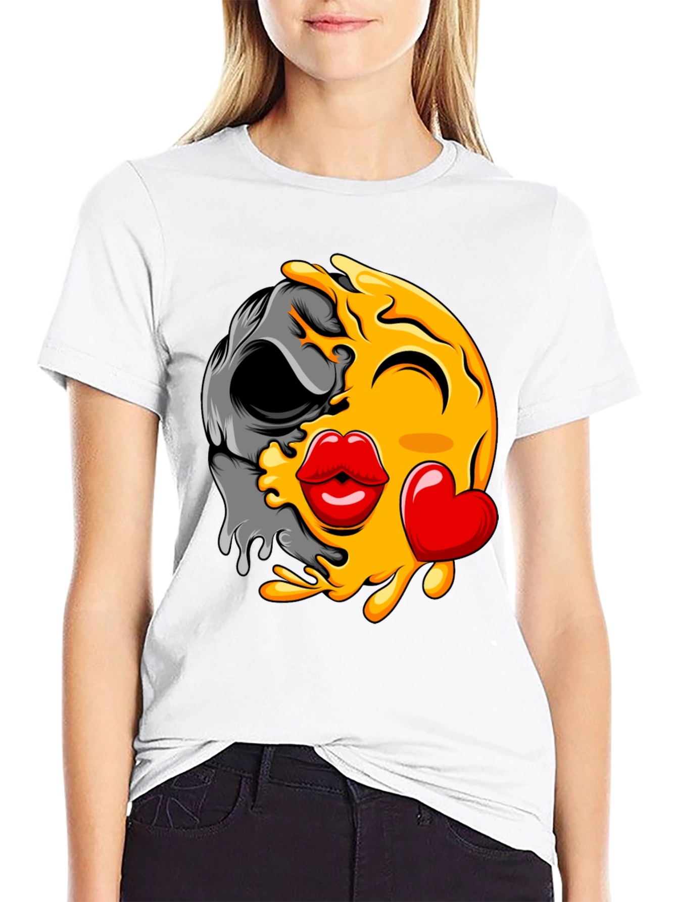 Emoji Kiss Skull T-Shirt