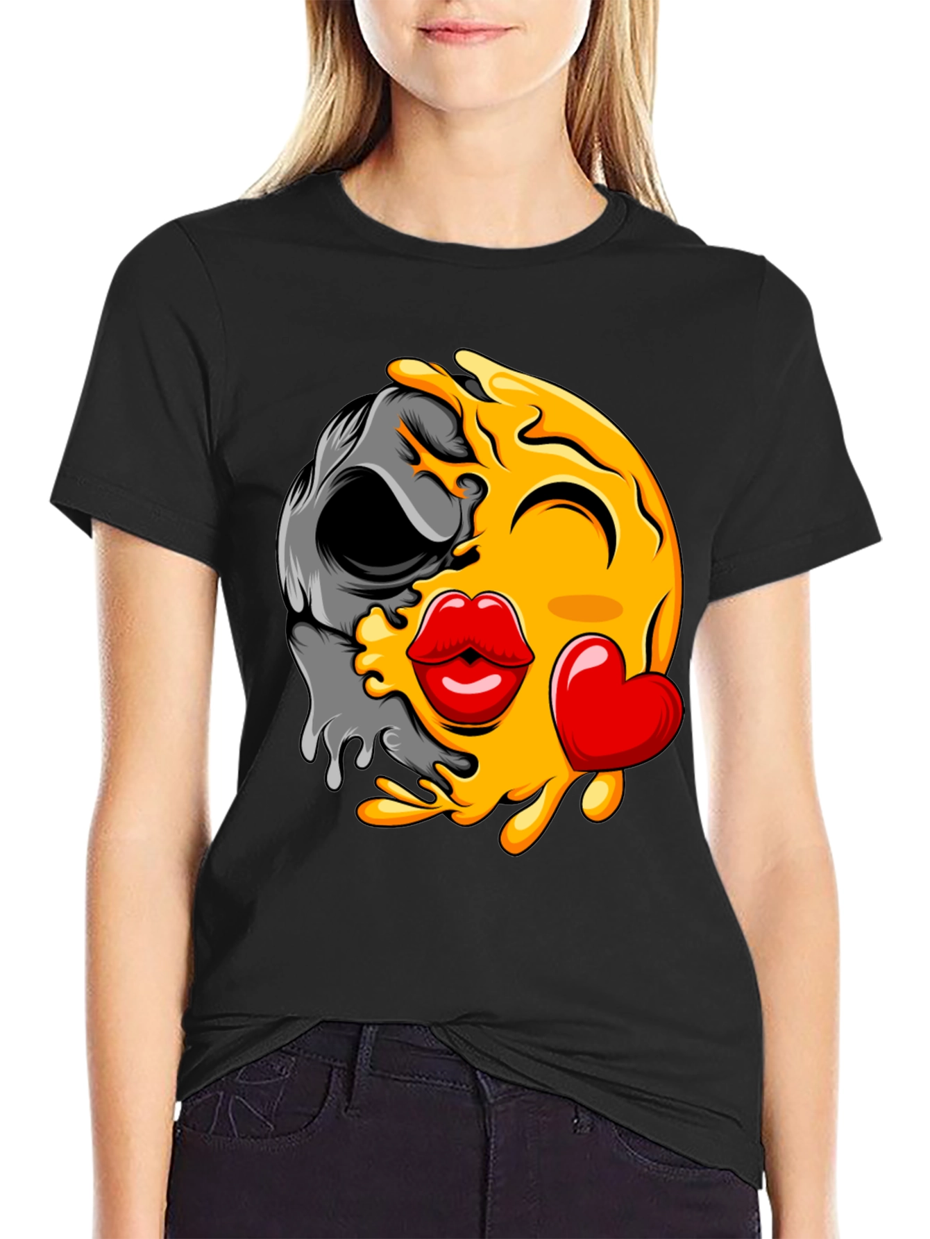 Emoji Kiss Skull T-Shirt