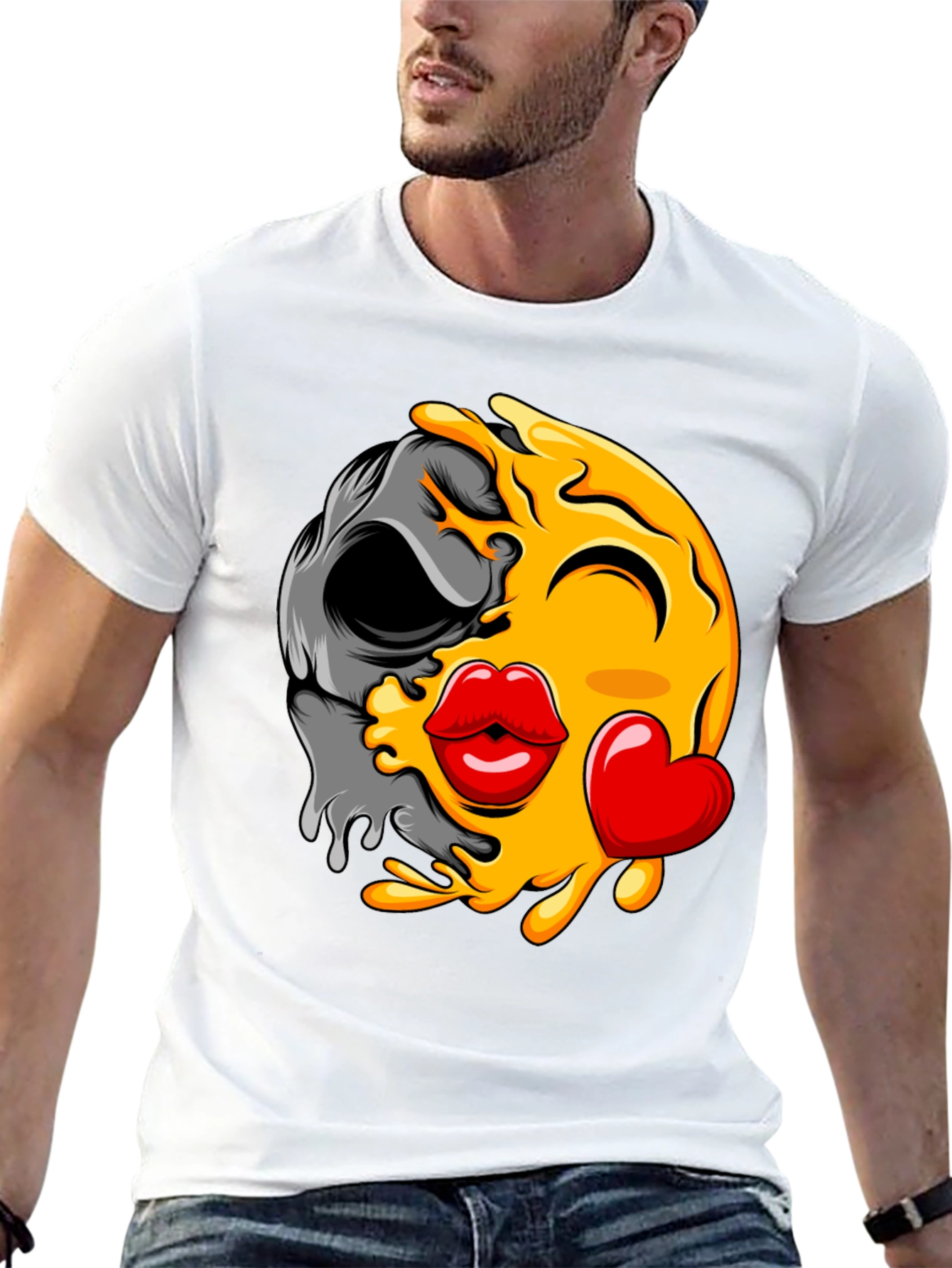Emoji Kiss Skull T-Shirt