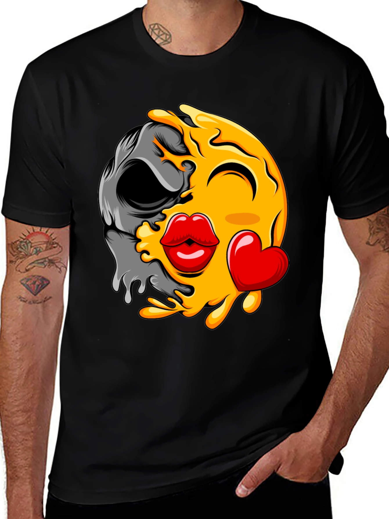 Emoji Kiss Skull T-Shirt
