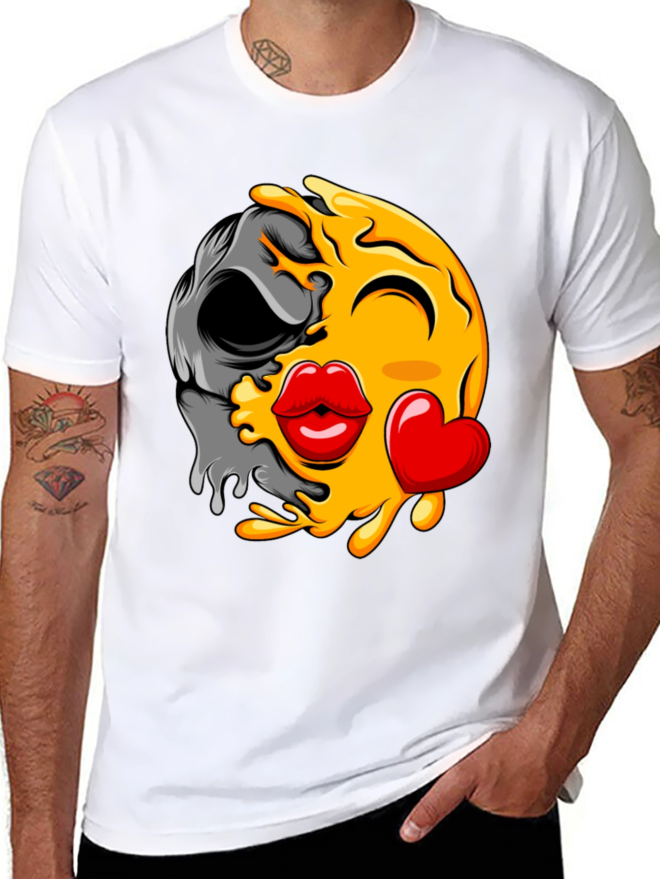 Emoji Kiss Skull T-Shirt