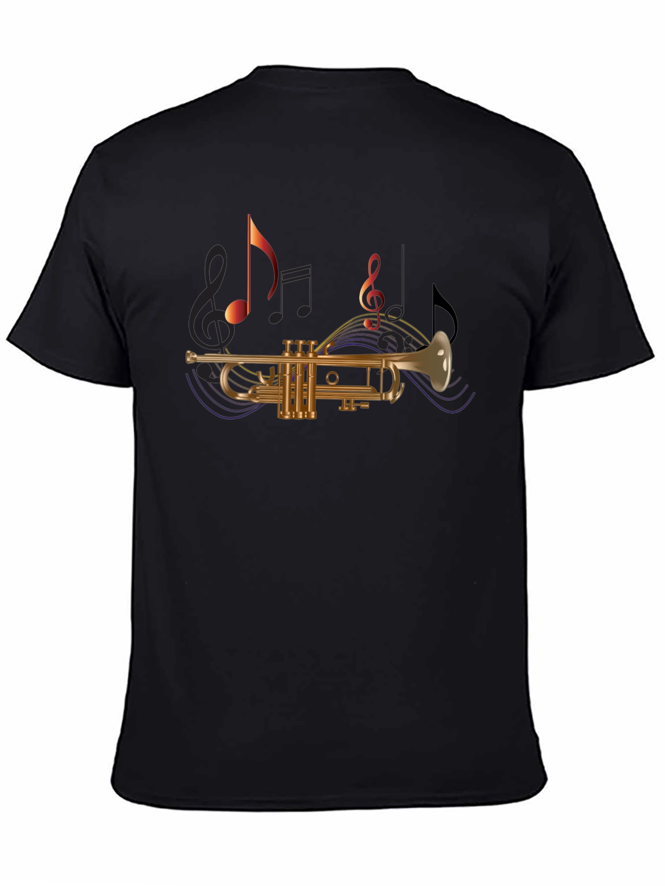 Trumpet & Music Note T-Shirt - Black