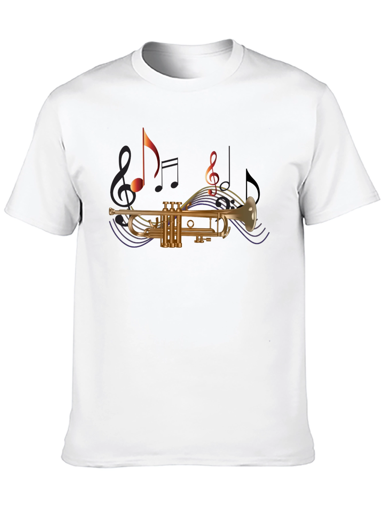 Trumpet & Music Note T-Shirt - Black