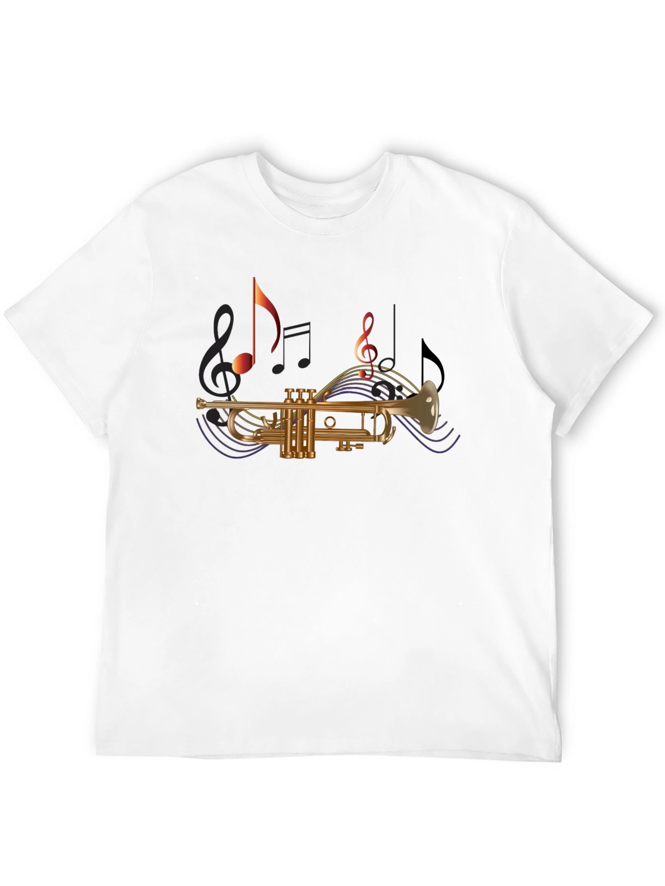 Trumpet & Music Note T-Shirt - Black
