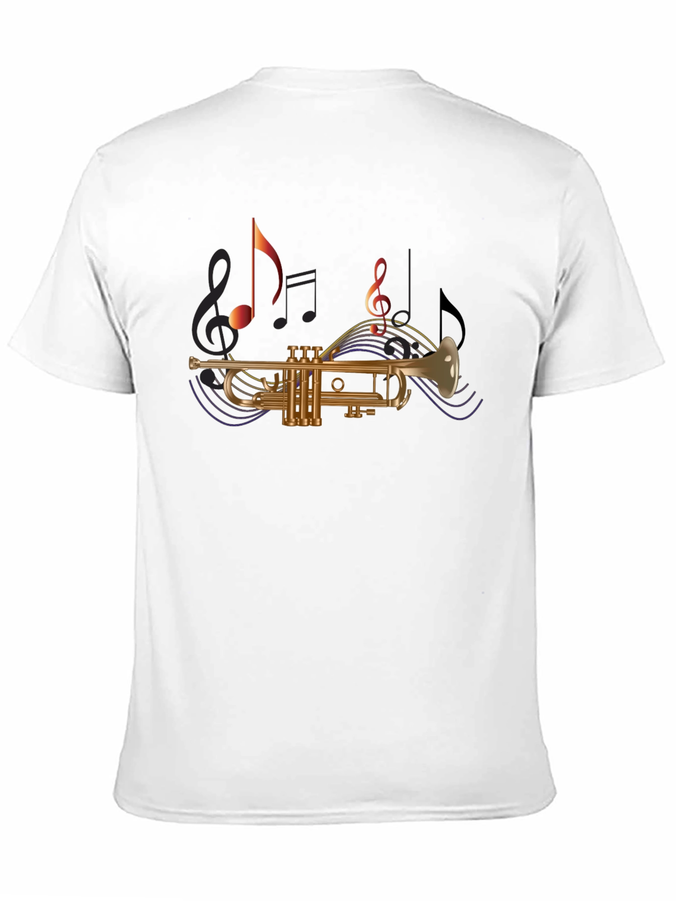 Trumpet & Music Note T-Shirt - Black