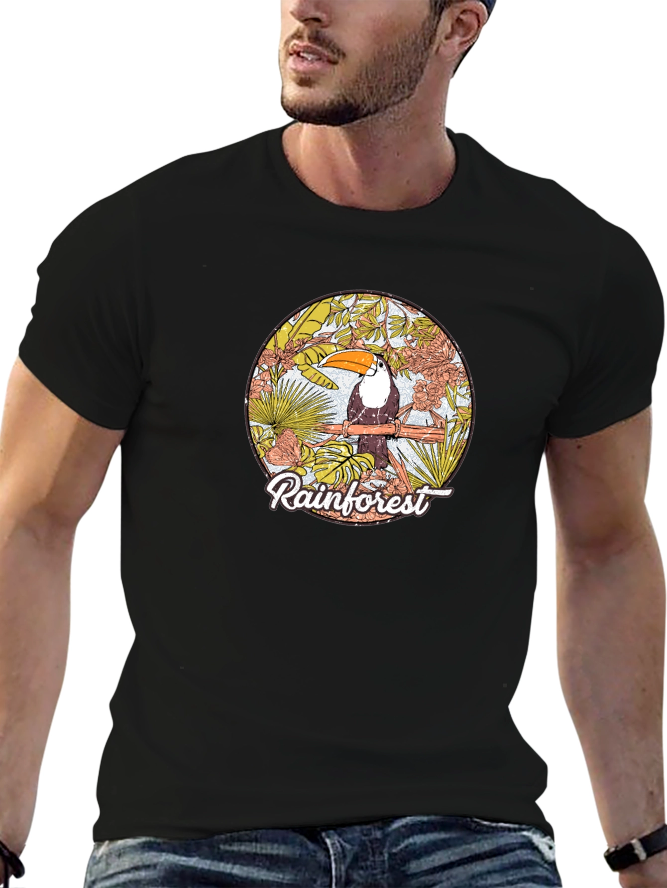 Rainforest Toucan Graphic Print T-Shirt