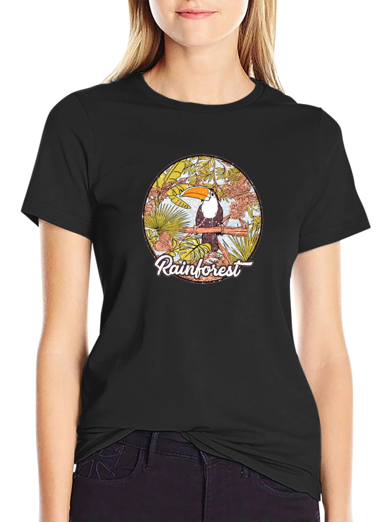 Rainforest Toucan Graphic Print T-Shirt