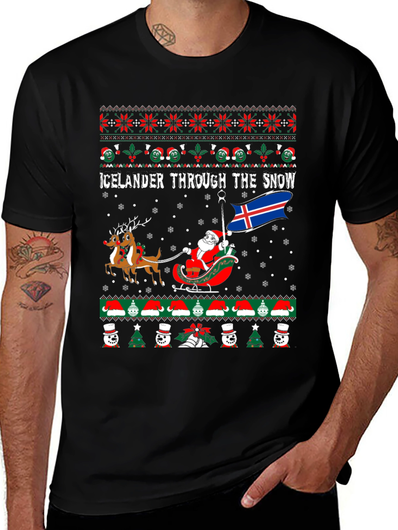 Icelander Through the Snow Christmas T-Shirt
