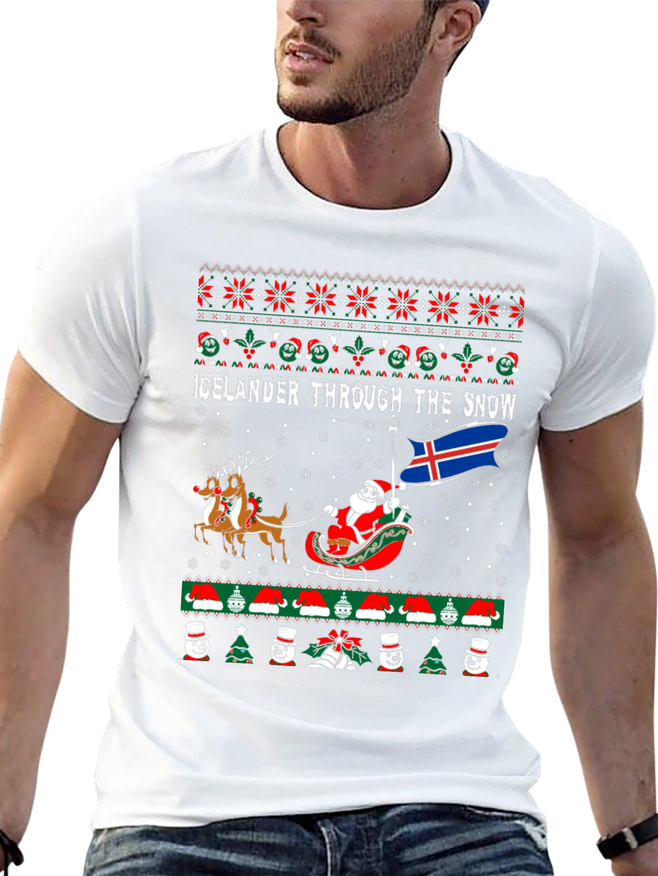 Icelander Through the Snow Christmas T-Shirt