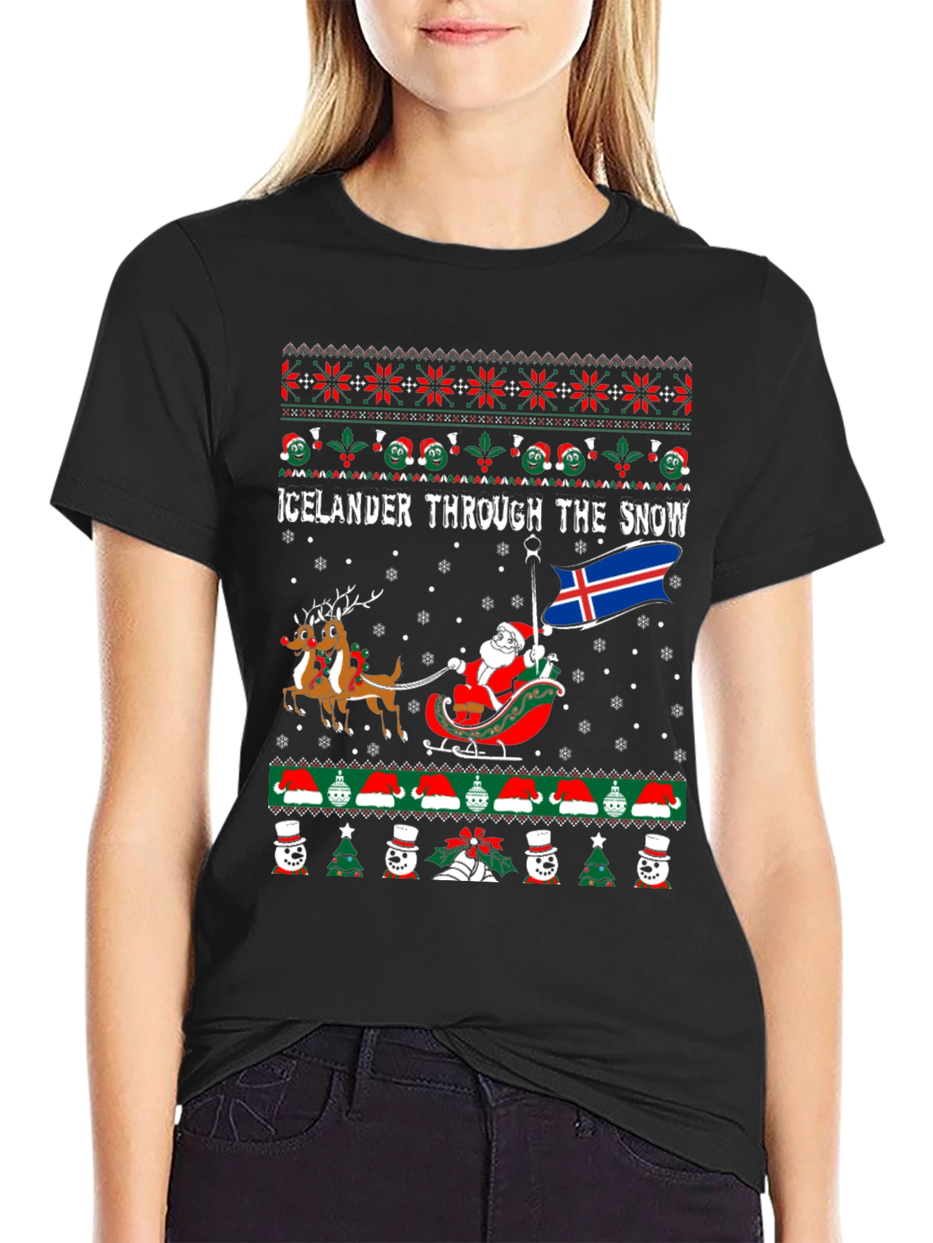 Icelander Through the Snow Christmas T-Shirt