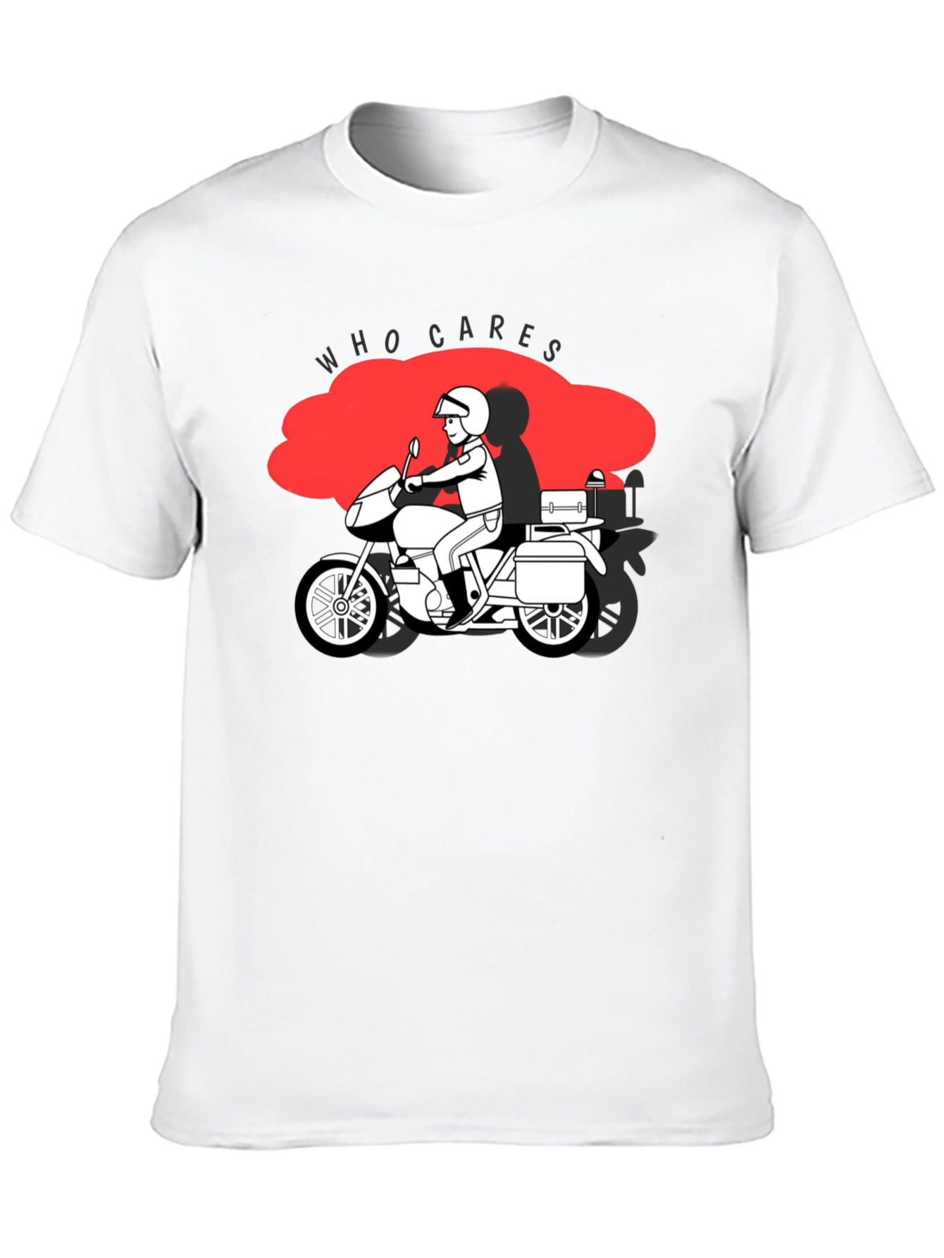 Who Cares Motorcycle Graphic T-Shirt